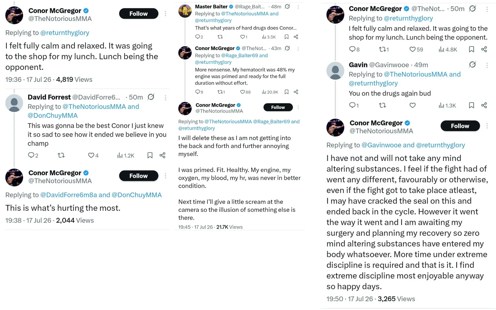 Conor McGregor tweets screenshots part 1